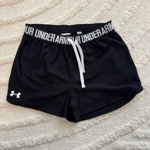 Under Armour Women's Black Athletic Shorts with White Accents
